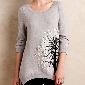 Anthropologie Button Tree Tunic Sweater